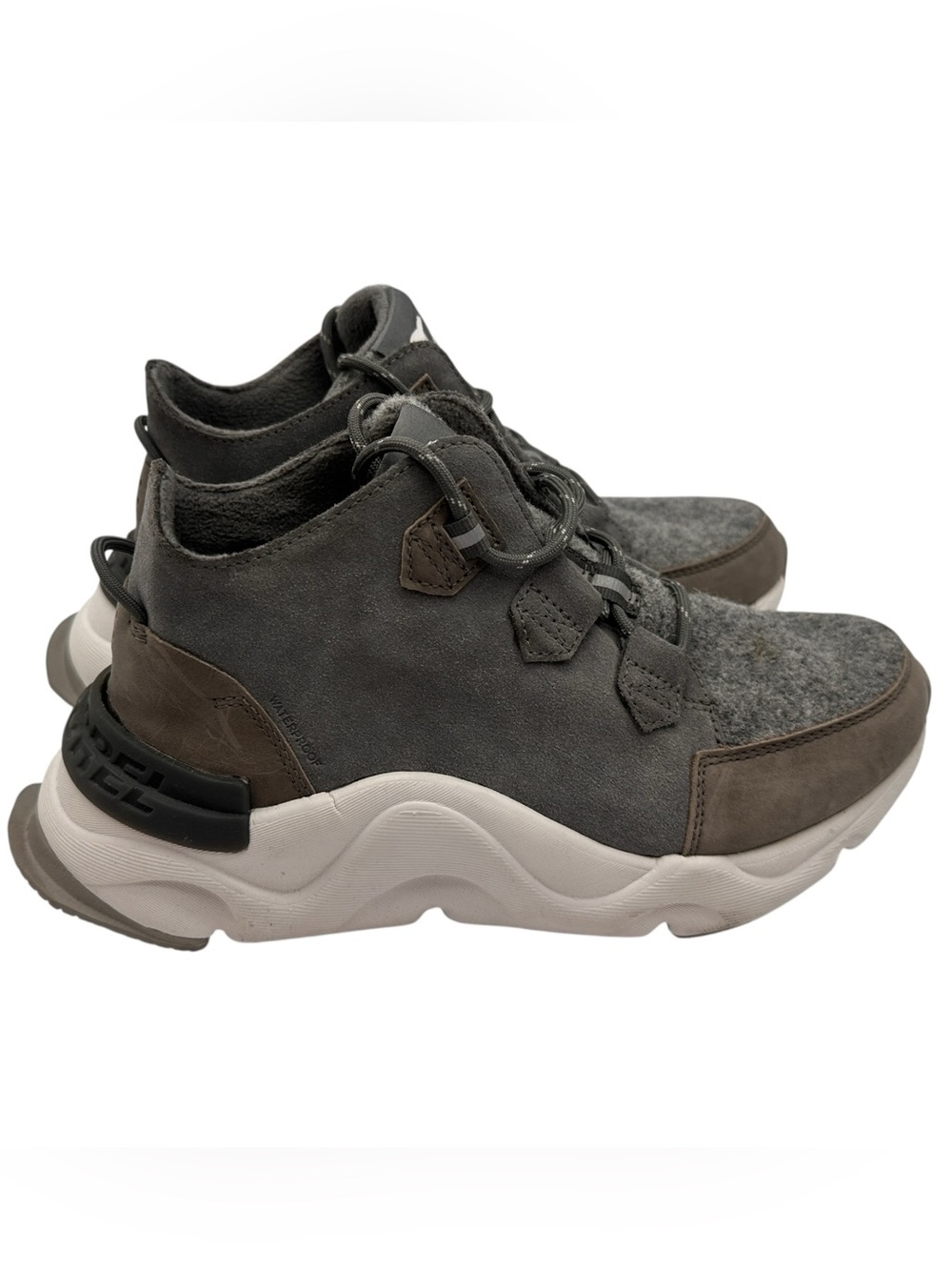 SOREL Women's Kinetic Rnegd Caribou Lace Up Ankle Boot Waterproof Grey 8.5